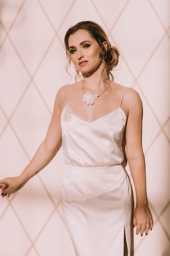 jedwabna koszulka na ramiączka, ślubna bluzka na ramiączkach