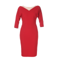 red midi dress heart shaped neck