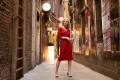 midi red dress