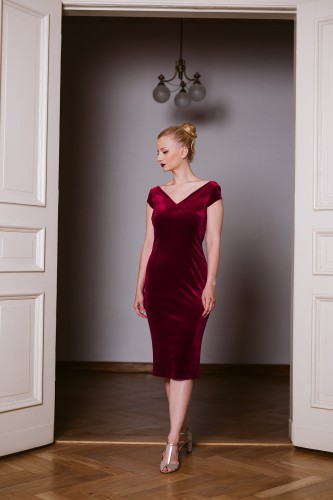 sukienka midi wiśniowa