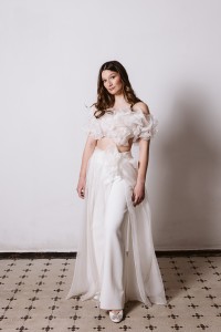 Transparentna spódnica ślubna z organzy jedwabnej