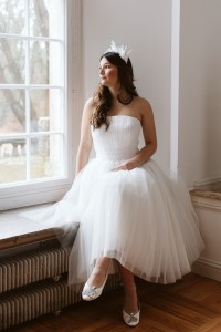 Gorsetowa suknia ślubna z tiulu