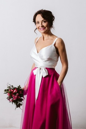 satynowy wiązany top