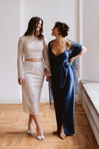 Ołówkowa spódnica ślubna z cekinami