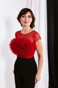 Bluzka z aplikacją z tiulu czerwona DROP