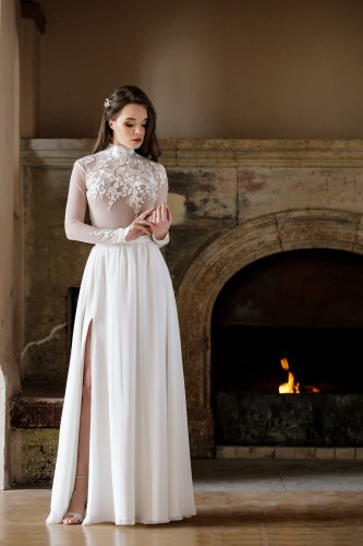 spódnica maxi z rozcięciem S109w